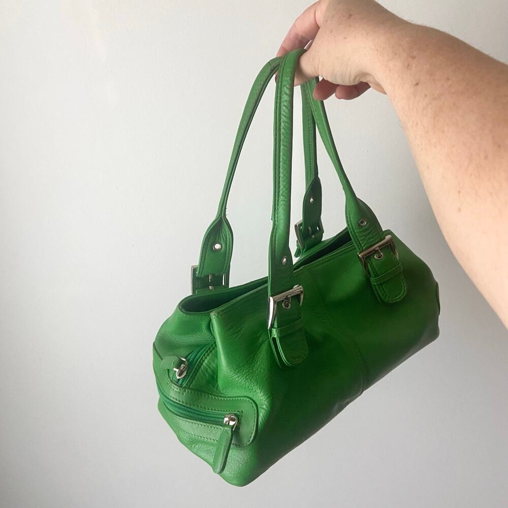 Vintage Tommy & Kate Y2K Apple Green Genuine Leather Buckle Shoulder Bag - Picture 3 of 13